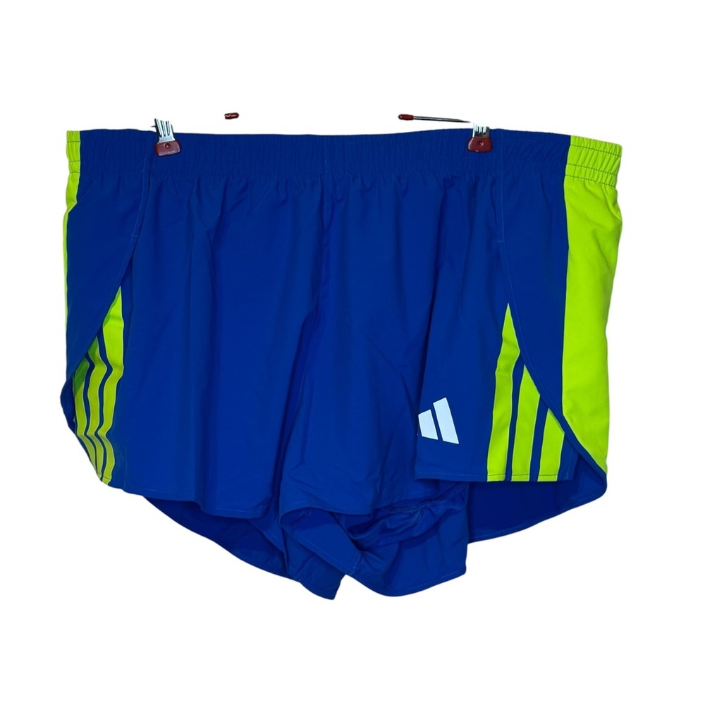 Adidas Mens Shorts 3" Adizero JD7312 Split Pockets Running Carerra Blue 2XL NWT